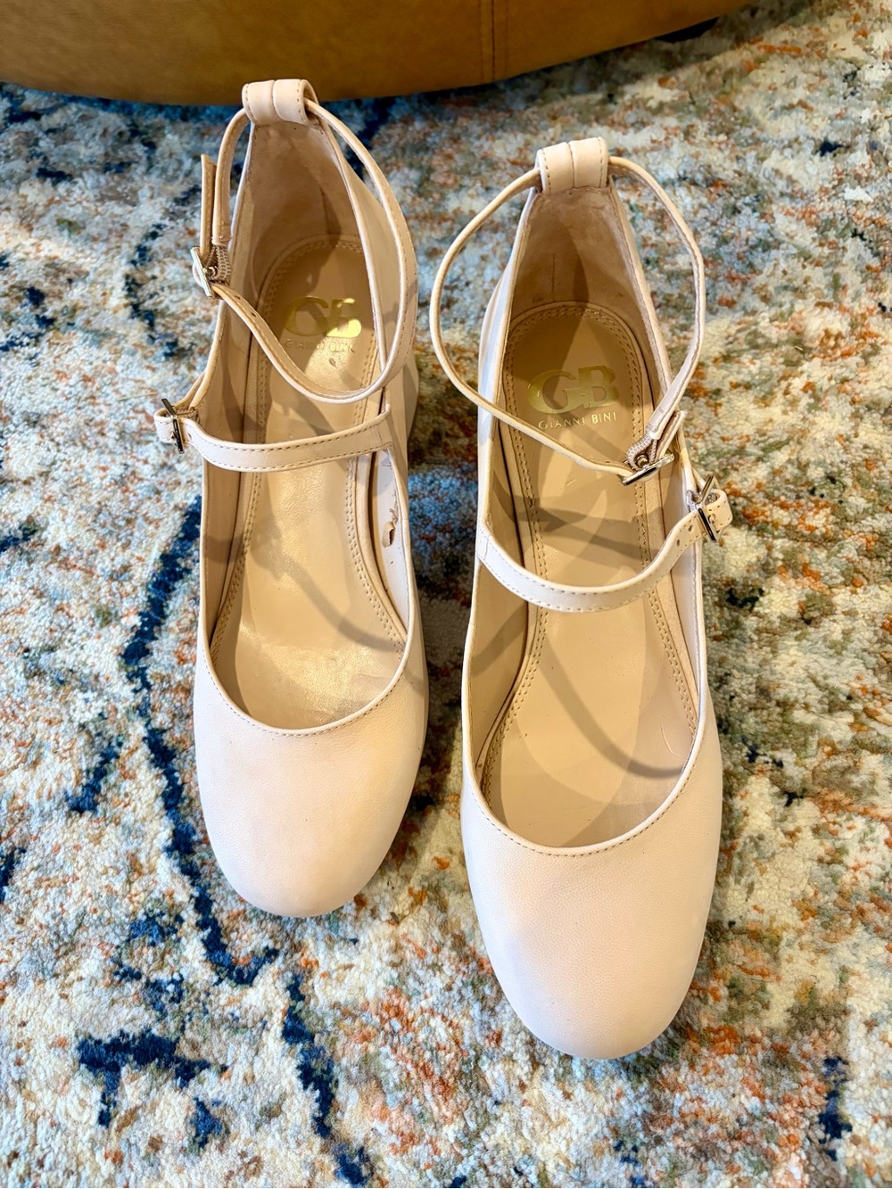 Gianni Bini Leather Ankle-Strap Heels